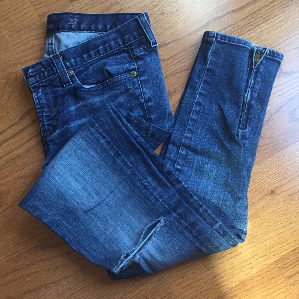 JCrew distressed toothpick jeans